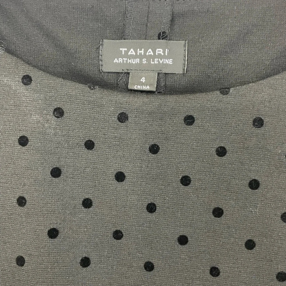 NWT $148 Tahari Women's Black Polka Dot Layered Dress Size 4 - Picture 3 of 8